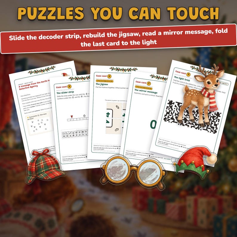 Printable Christmas Escape Room for Kids Ages 6-10, Two Difficulty Levels, Christmas Mystery Game & Treasure Hunt at Home image 8