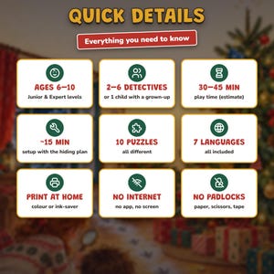 Printable Christmas Escape Room for Kids Ages 6-10, Two Difficulty Levels, Christmas Mystery Game & Treasure Hunt at Home image 5