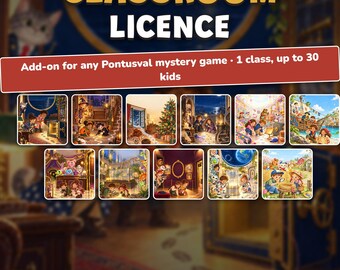 Classroom Licence Add-On for Pontusval Mystery Games, Teacher License for 1 Class up to 30 Kids, Escape Room Team Play Guide