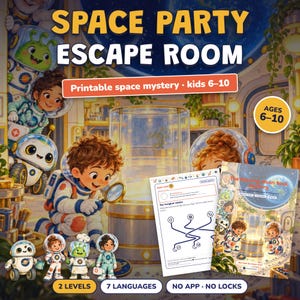 Space Birthday Party Game Printable, Kids Escape Room Ages 6-10, Two Levels, Outer Space Mystery & Treasure Hunt at Home image 4