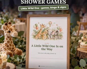 Safari Baby Shower Games Printable, Little Wild One, Jungle Animals Gender Neutral Baby Shower Bundle, Bingo, Guess the Price