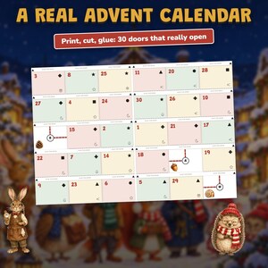 Advent Calendar for Kids Printable, 24 Day Christmas Mystery Game, Detective Countdown Ages 6-10, 2 Levels, Paper Calendar to Build image 6