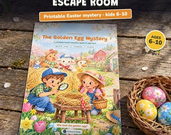 Easter Egg Hunt Clues Printable, Kids Easter Escape Room Ages 6-10, Two Levels, Easter Mystery Game & Party Activity