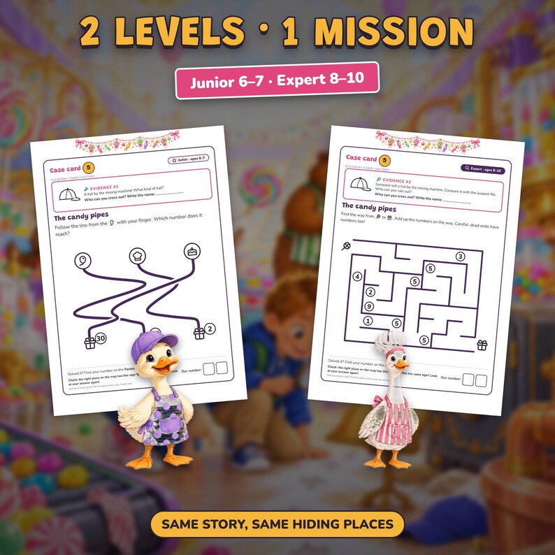 Escape Room Stampabile Fabbrica di Caramelle per Bambini 6-10 Anni, Gioco Investigativo, Caccia al Tesoro Festa a Tema Caramelle, 2 Livelli immagine 9