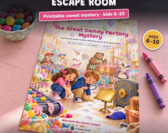 Candy Factory Escape Room for Kids Printable, Ages 6-10, Two Difficulty Levels, Candy Party Game, Treasure Hunt & Mystery Game