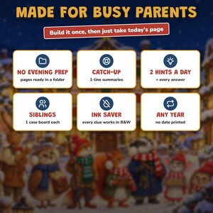 Advent Calendar for Kids Printable, 24 Day Christmas Mystery Game, Detective Countdown Ages 6-10, 2 Levels, Paper Calendar to Build image 11