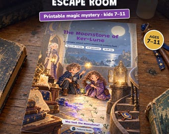 Escape Room Stampabile Scuola di Magia per Bambini 7-11 Anni, Caccia al Tesoro Mago, Gioco Investigativo Festa a Tema Magia, 2 Livelli