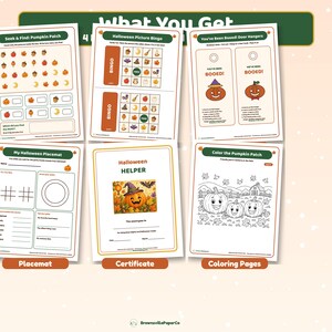 Kit di attività di Halloween stampabili per bambini, giochi per feste in classe non spaventosi, etichette per dolcetti senza caramelle, età 4-10 immagine 5