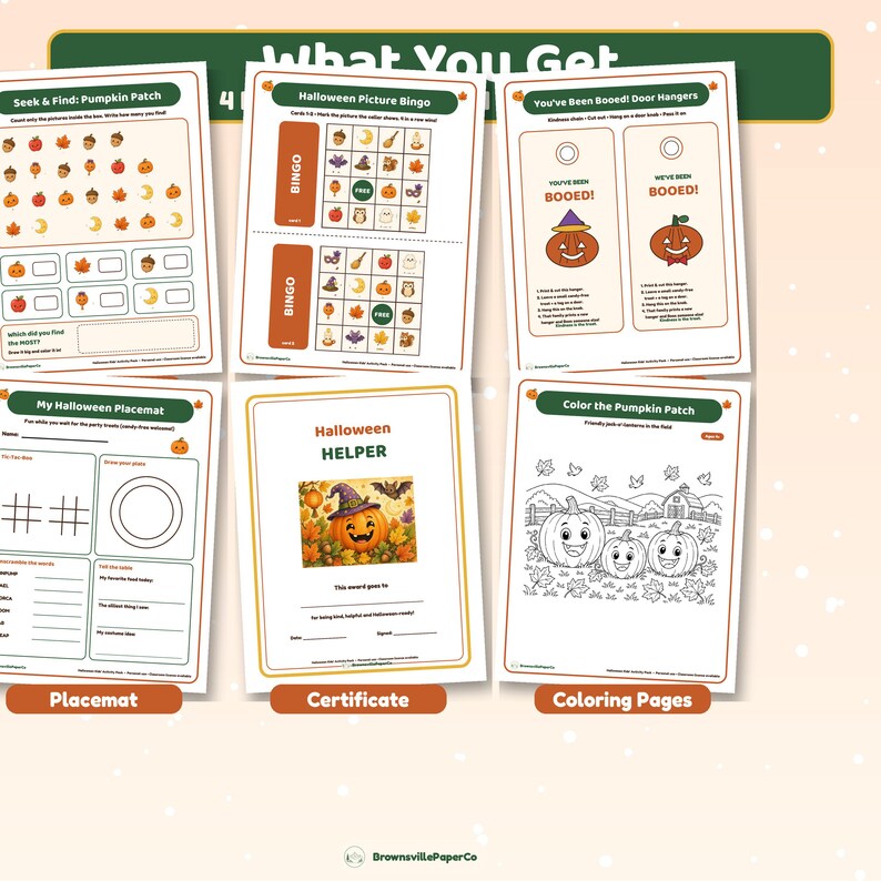 Kit di attività di Halloween stampabili per bambini, giochi per feste in classe non spaventosi, etichette per dolcetti senza caramelle, età 4-10 immagine 5