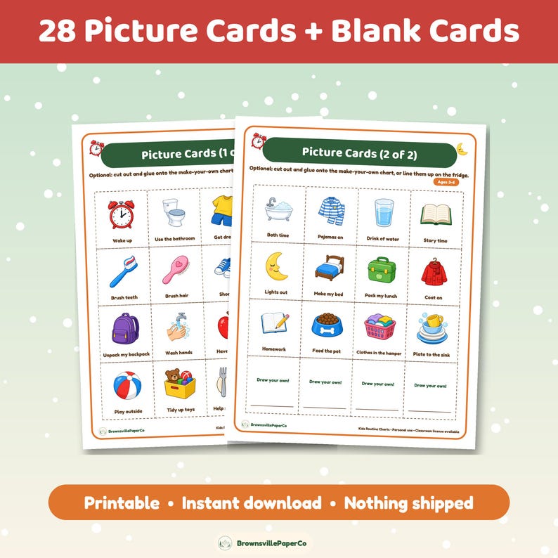 Editable Kids Routine Chart Printable, Morning, After School & Bedtime ...