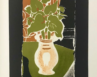 GEORGES BRAQUE Lithographie 26.75/" x 16.75/" Lithograph 1973 Cubism Gray Yellow