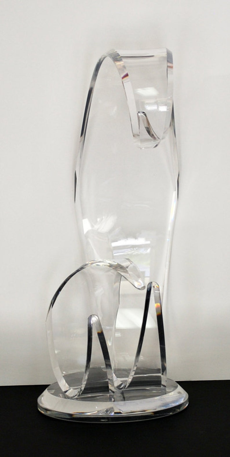 Lucite Acrylic Sculpture Clear Wave H 24 Signed by Grace Etsy