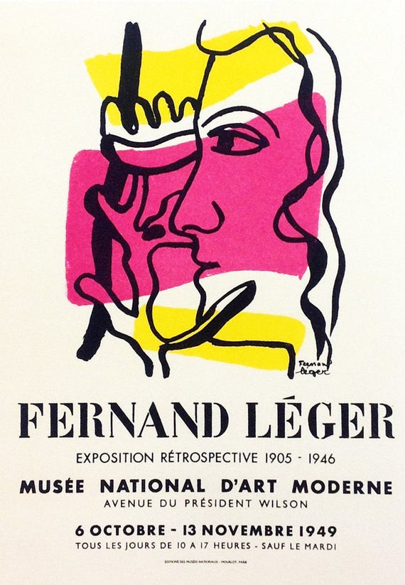 1959 Mini Poster Lithograph ORIGINAL Print Fernand Leger Sculptures Polychromes