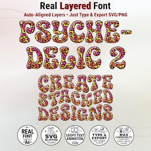 Psychedelic-02 – Groovy Psychedelic Stacked Color Font | Warp Effects & SVG/PNG Export App image 1