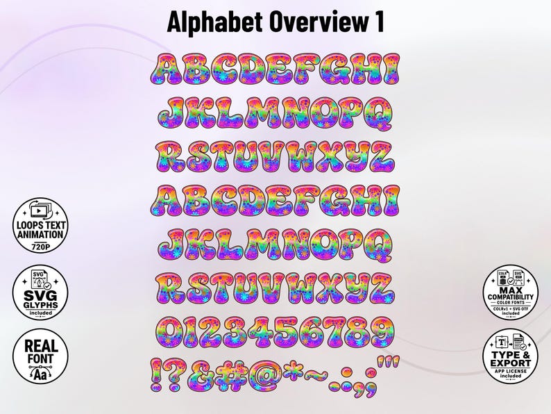 Rainbow-Blobs-1 - Rainbow Psychedelic Stacked Color Font | Warp Effects & SVG/PNG Export App image 5
