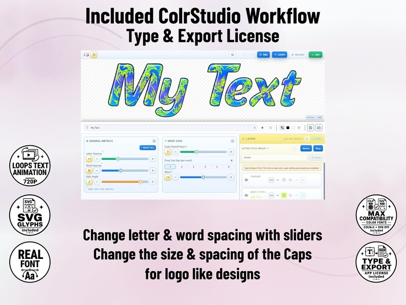 Flowerpower-03 - 70s-Inspired Flowerpower Stacked Color Font | Warp Effects & SVG/PNG Export App image 10