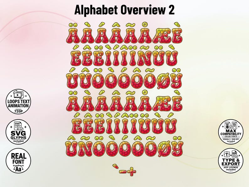 Halftone-Dots-1 - 70s-inspired Stacked Color Font | Warp Effects & SVG/PNG Export App image 6