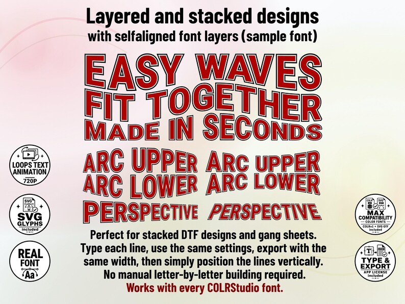 Halftone-Dots-1 - 70s-inspired Stacked Color Font | Warp Effects & SVG/PNG Export App image 7