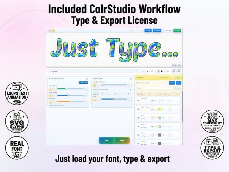 Doodle-Paws-1 - Colorful Paw Prints Stacked Color Font | Warp Effects & SVG/PNG Export App immagine 9
