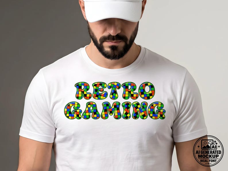 Retro-Gaming-1 - Bold Multicolor Checkerboard Stacked Color Font | Warp Effects & SVG/PNG Export App image 3