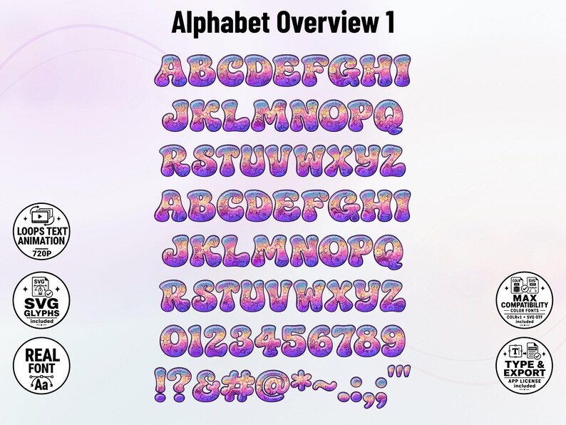 Iridiant-Doodles-1 - Dreamy Rainbow Stacked Doodle Color Font | Warp Effects & SVG/PNG Export App image 5