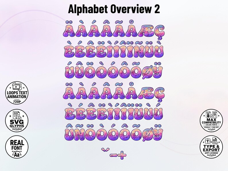 Iridiant-Doodles-1 - Dreamy Rainbow Stacked Doodle Color Font | Warp Effects & SVG/PNG Export App image 6