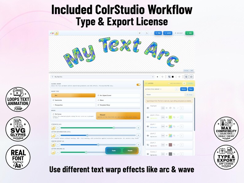 Doodle-Paws-1 - Colorful Paw Prints Stacked Color Font | Warp Effects & SVG/PNG Export App immagine 11
