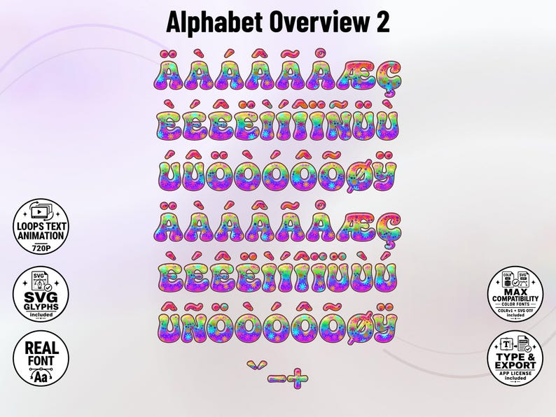 Rainbow-Blobs-1 - Rainbow Psychedelic Stacked Color Font | Warp Effects & SVG/PNG Export App image 6