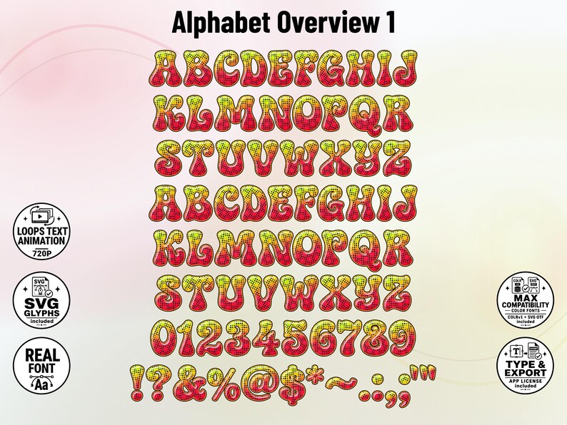Halftone-Dots-1 - 70s-inspired Stacked Color Font | Warp Effects & SVG/PNG Export App image 5