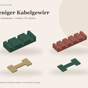 Kabel Organizer STL Set – 2 offene Kabelablagen und 2 Kabelwickler, Schreibtisch Ordnung, 4 Dateien für 3D Druck