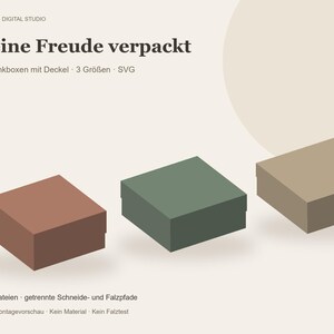 Gift Box SVG Set with Lid – 3 Sizes, 6 Cut Files with Separate Fold Paths, Paper Box Template A4 image 1