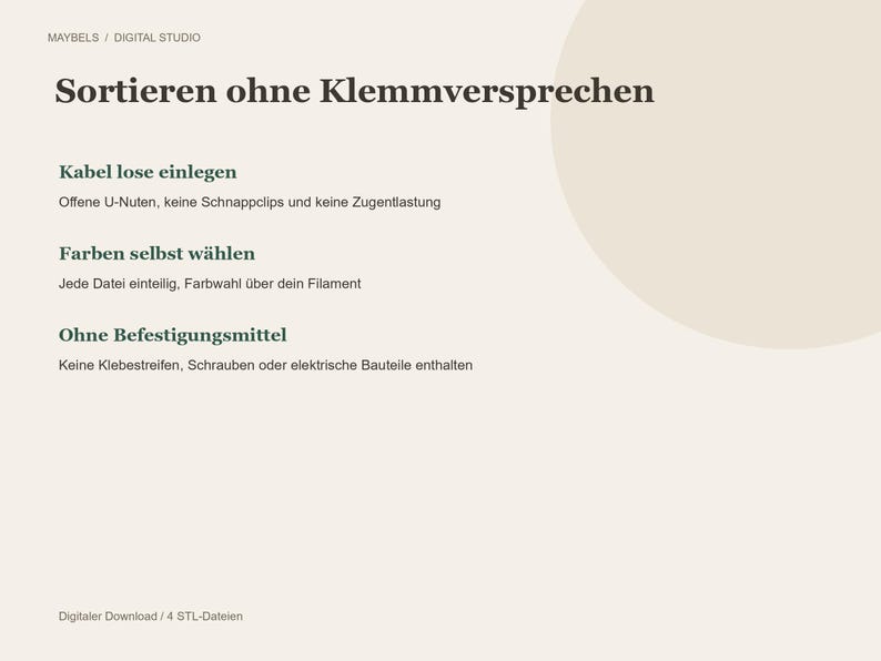Kabel Organizer STL Set – 2 offene Kabelablagen und 2 Kabelwickler, Schreibtisch Ordnung, 4 Dateien für 3D Druck image 3