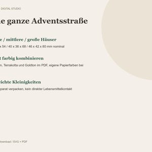 Adventskalender Häuser SVG und PDF – 24 Zahlen, 3 Papierhaus Größen, nummerierte A4 Bastelvorlagen für Weihnachten image 3