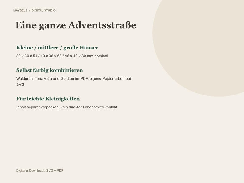 Adventskalender Häuser SVG und PDF – 24 Zahlen, 3 Papierhaus Größen, nummerierte A4 Bastelvorlagen für Weihnachten image 3