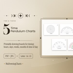 5 Timing Pendulum Charts Printable | Hours, Days, Weeks & Months Time Dowsing Board | Letter A4 A5