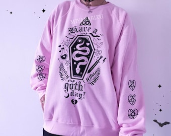 Pastelgoth-sweater/ kistprint/ harajuku emo punkstijl/uniseks yume kawaii menhera-kleding
