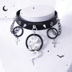 Gothic Choker Collar with Chains Spikes, Pastel goth Layered Choker, Harajuku Visual Kei Kawaii Menhera Necklace, Punk Grunge Alt Jewelry