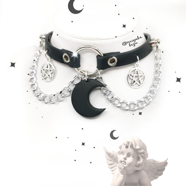 MOON collar choker with chain pastel goth dark academia grunge witchy