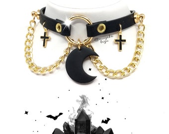 MOON collar choker with chain pastel goth grunge witchy