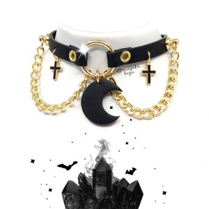 MOON collar choker with chain pastel goth grunge witchy