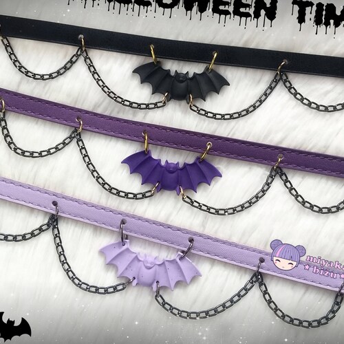 bat collar choker halloween pastel goth gothic jewelry