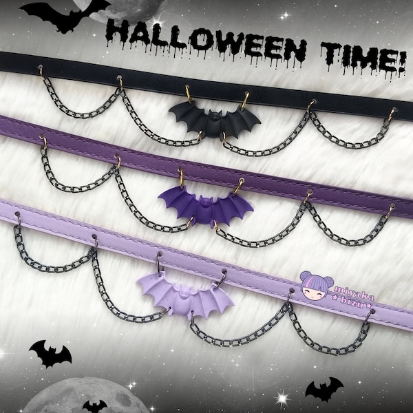 bat collar choker halloween pastel goth gothic jewelry