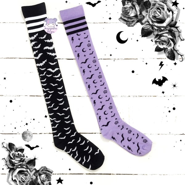 high knee socks pastel goth halloween witch