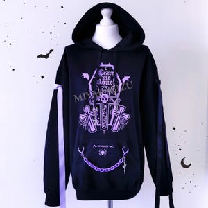 Pastel goth Purple Hoodie, Yume Kawaii Harajuku Sweatshirt, Jirai kei Visual kei Clothes, Decora Menhera Emo style, Cute unisex jfashion