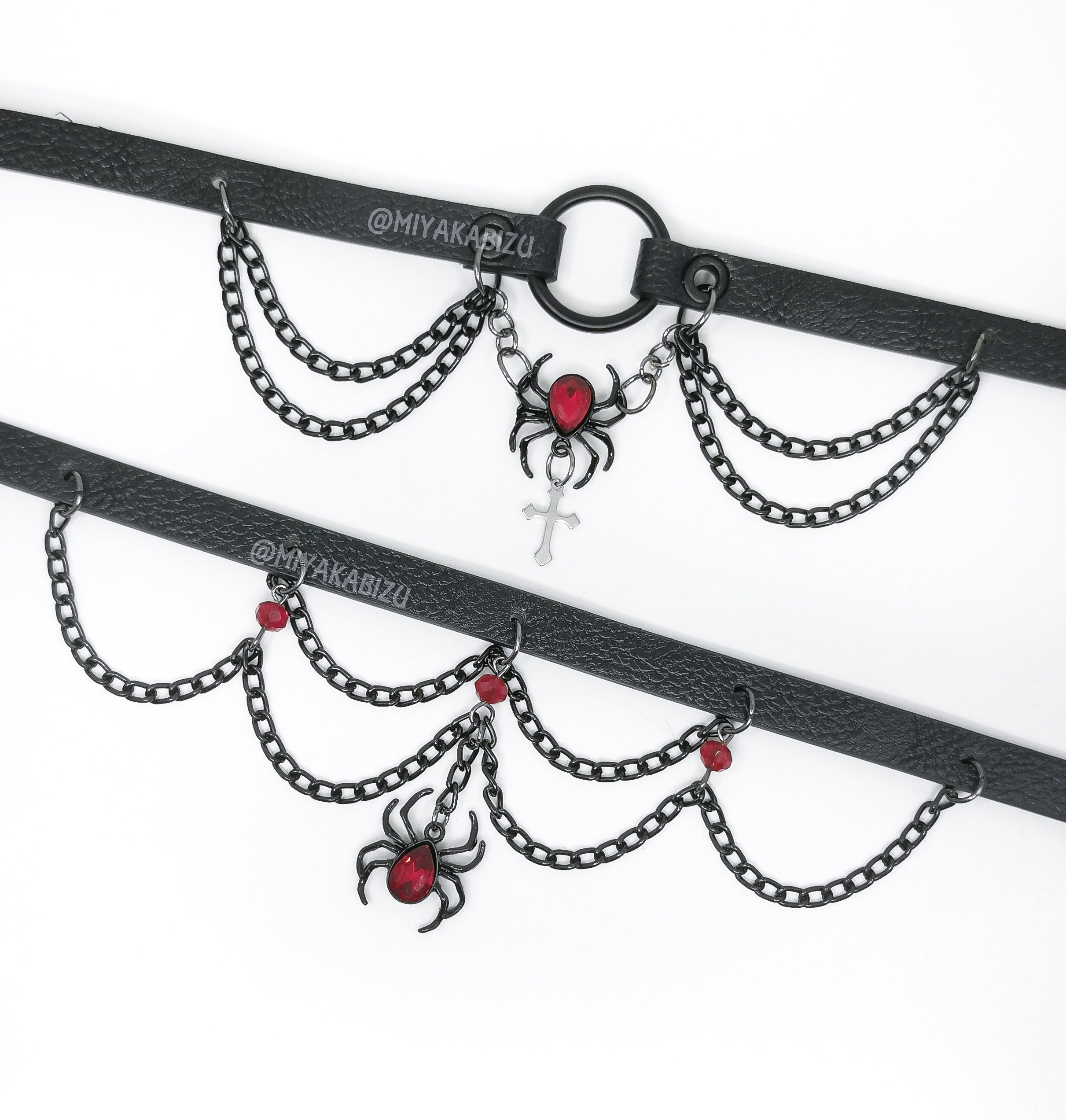 SPIDER Black Collar Choker With Chain and O-ring Alternative Witchy ...