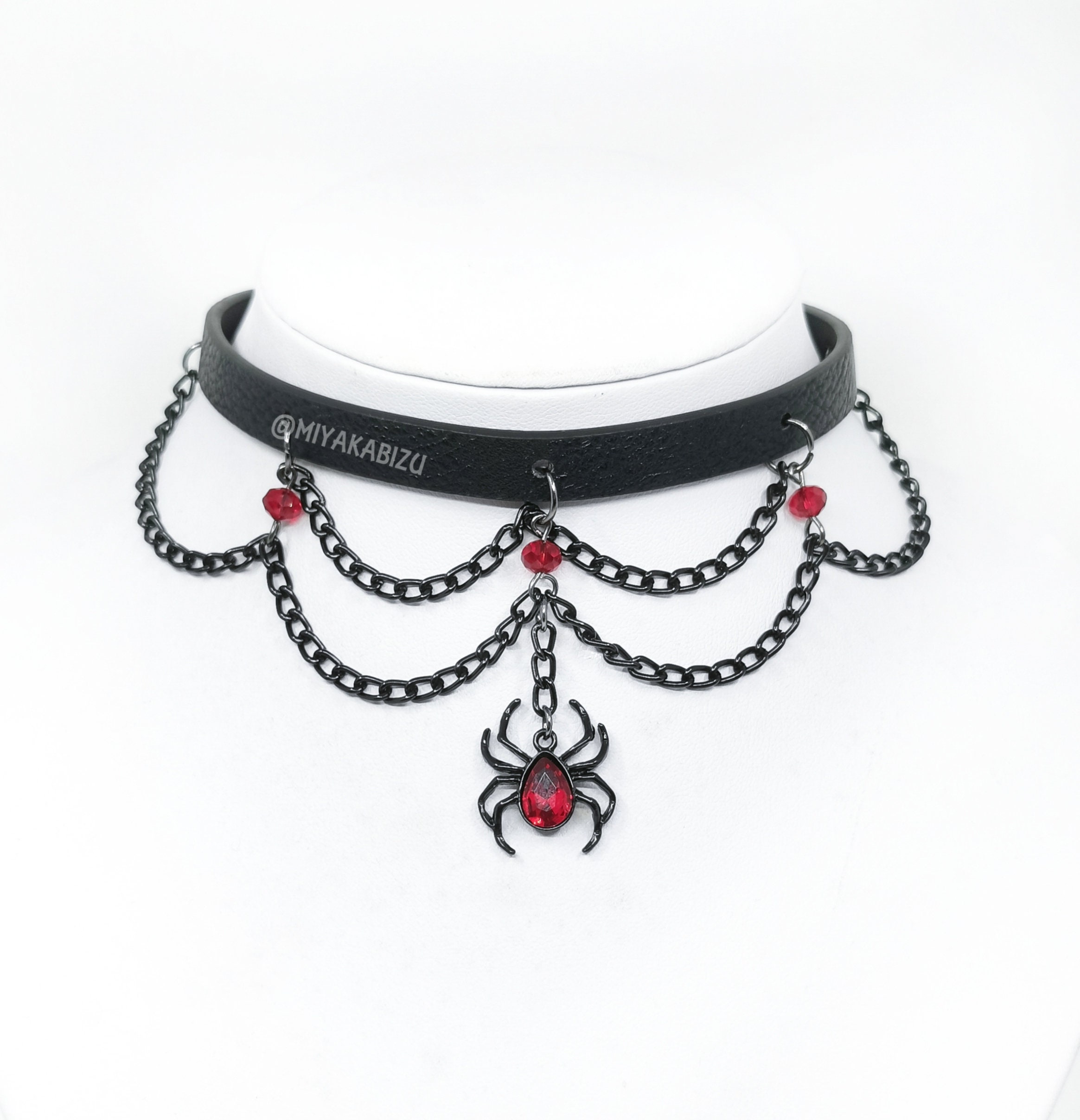 SPIDER Black Collar Choker With Chain and O-ring Alternative Witchy ...