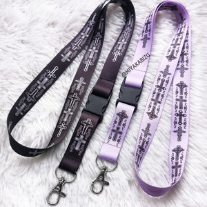 pastel goth KEY LANYARD/ KEYCHAIN gothic witch grunge harajuku menhera, kawaii cross accessory, emo punk rock pendant, goth school office