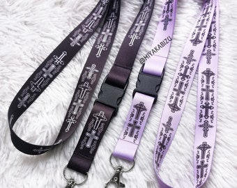pastel goth KEY LANYARD/ KEYCHAIN gothic witch grunge harajuku menhera, kawaii cross accessory, emo punk rock pendant, goth school office