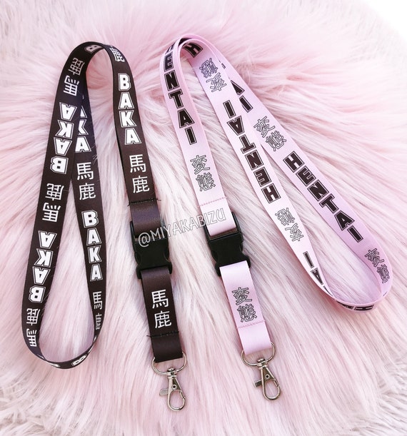 Harajuku KEY LANYARD, Hentai Baka Keychain, Manga Anime Otaku Key strap, Menhera Kawaii id badge holder, japanese bag accessory, Otaku fan