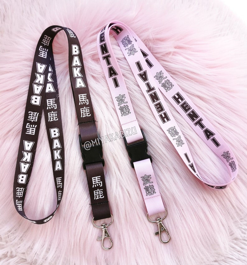 Harajuku NYCKELSNÖRE, Hentai Baka Nyckelring, Manga Anime Otaku Nyckelrem, Menhera Kawaii ID-korthållare, japansk väsktillbehör, Otaku-fan bild 1